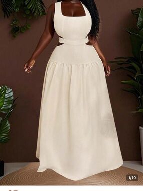 SHEIN Cream Cutout Maxi Dress